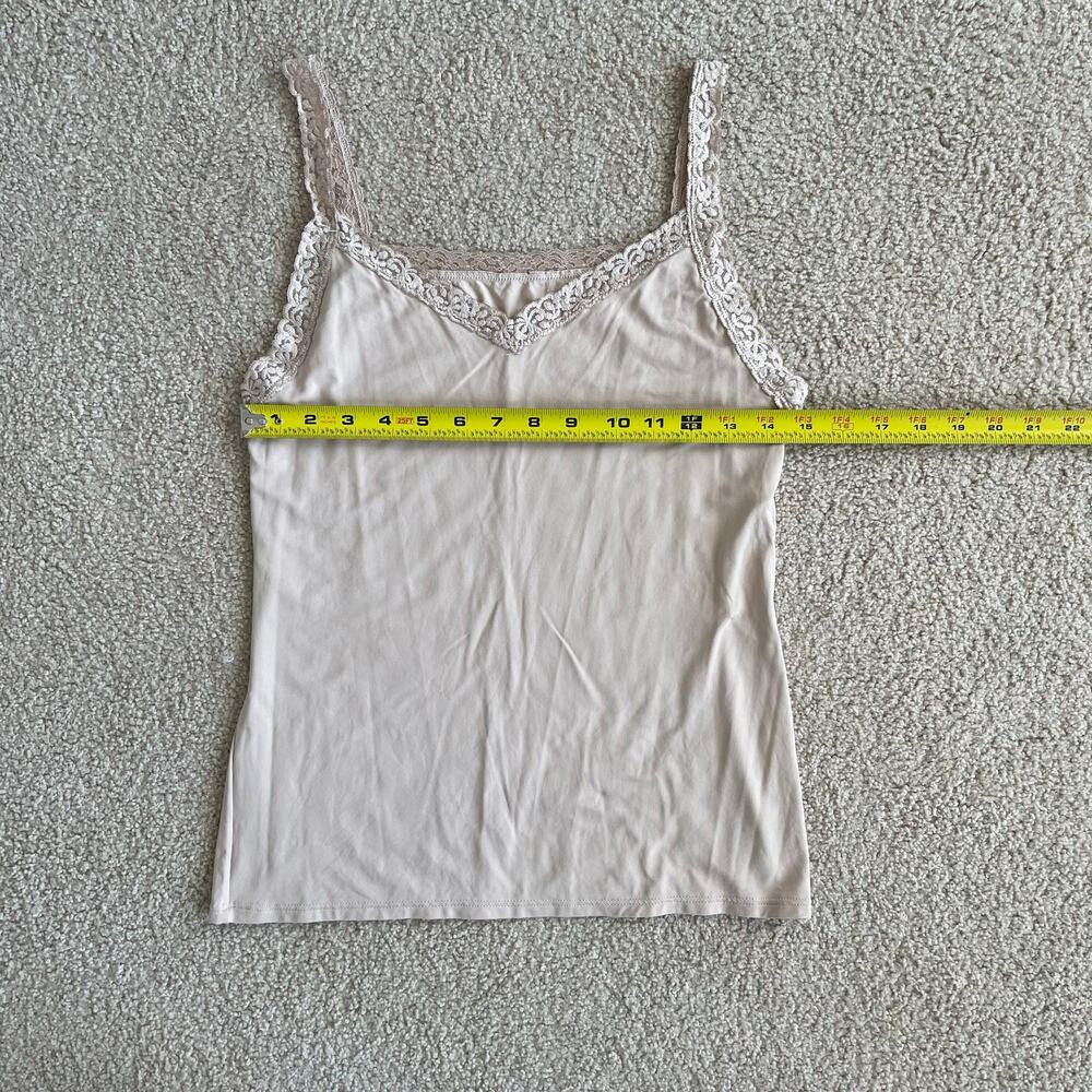 Y2K Cream Lace Trim Coquette V Neck Cami - size M - Picture 6 of 6